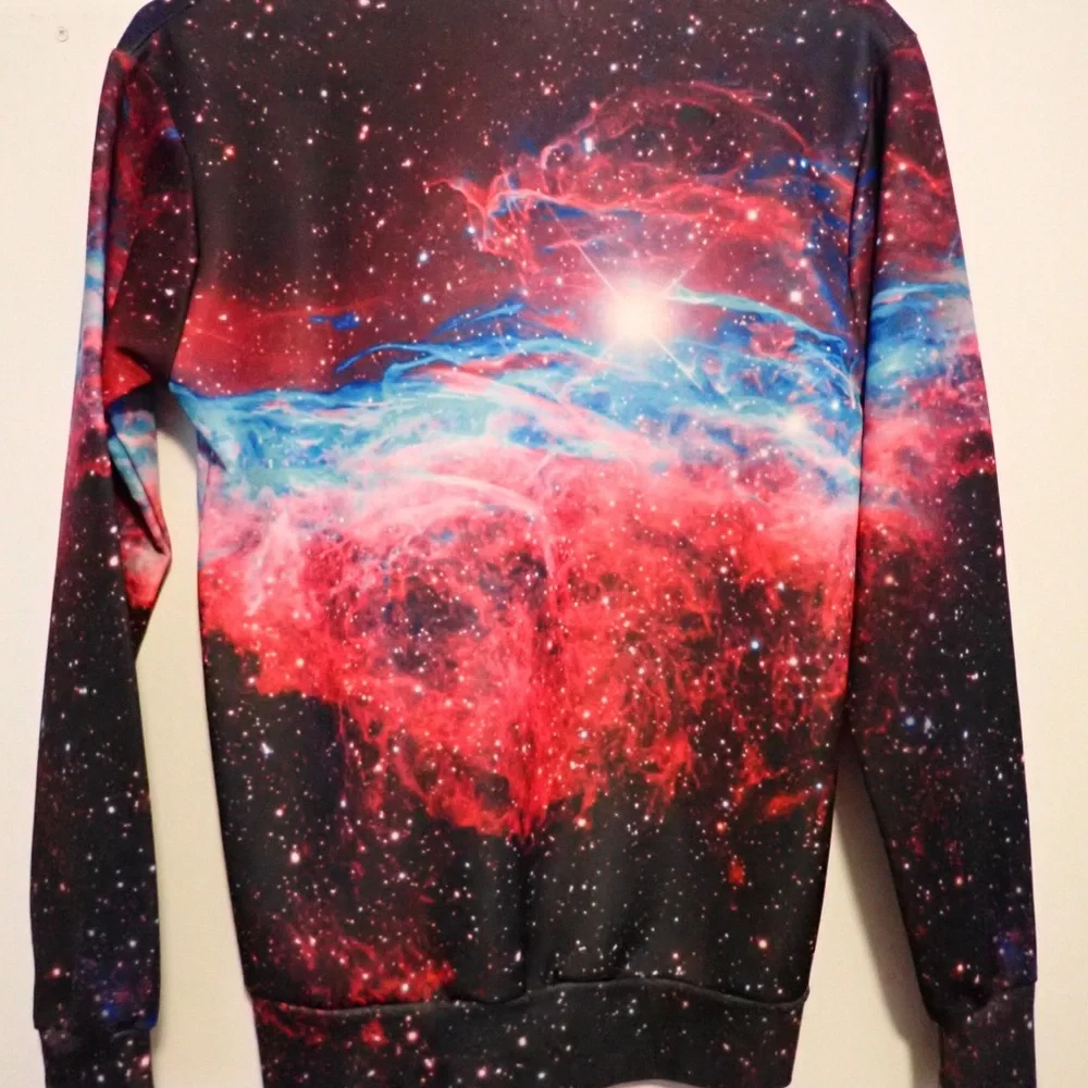Cosmic Cat Sweatshirt with Tacos and Pizza